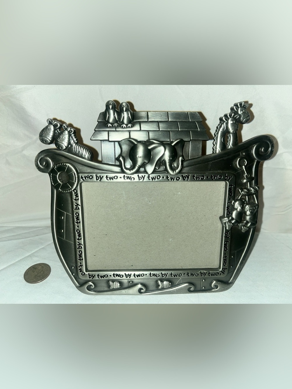 Noah's Ark Themed Wall Mirror Frame - Silver Finish